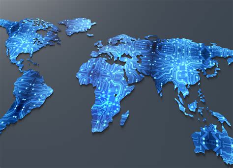 Digital Electronic World Map Isolated Fbk