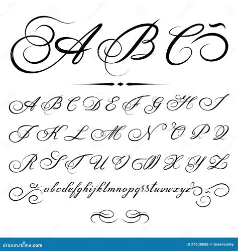 Calligraphic Alphabet Vector Letters And Numbers Hand Drawn Typeface