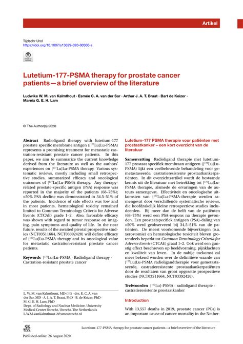 Pdf Lutetium 177 Psma Therapy For Prostate Cancer Patients—a Brief