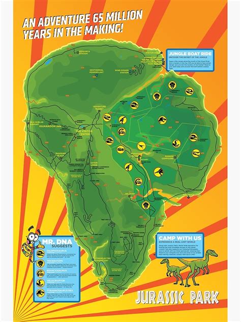 Jurassic Park Map Poster By Spinomonkey Redbubble