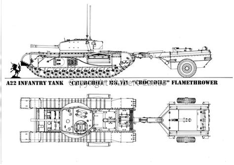 Drawing A22 Infantry Tank Churchill Mkvii Crocodile Flamethrower