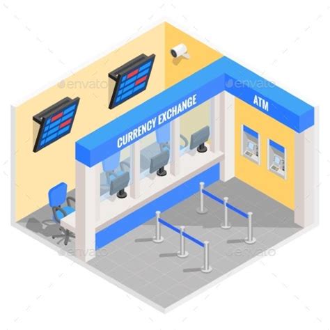 Currency Exchange Office In Isometric Style Design Bank Design