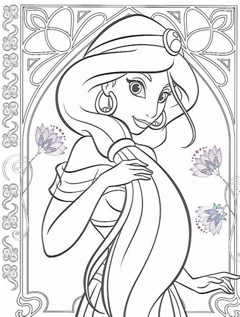 Tranh tô màu công chúa Jasmine 8 in hình này