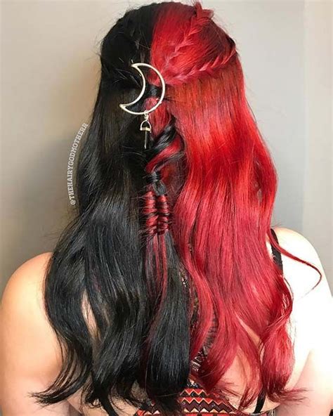 Two Tone Red And Black Hair Color Ideas