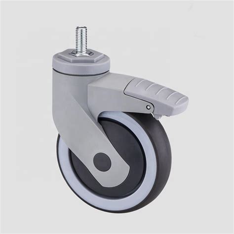 Retractable Single Ball Bearing Soft Tpr Medical Caster Wheel Dajin Caster