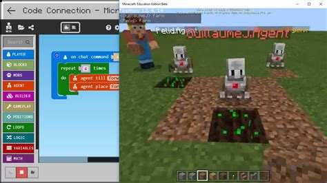 Get your agent to move. Farming with the agent! - MakeCode for Minecraft Code ...