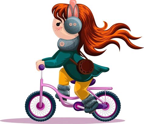 Vector Image Of A Girl Riding A Bike Cartoon Style 2000107 Vector Art At Vecteezy