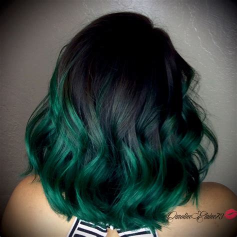 Emerald Green Ombré Hair This But Pulled Through Higher And Not All Layers Blue Ombre Hair