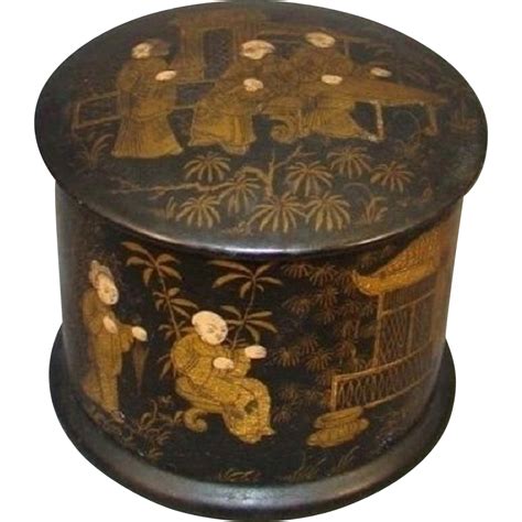 Antique Asian Lacquered Wood with Gold Maki-e Decorated Box for Ehrichs New York | Decorative ...