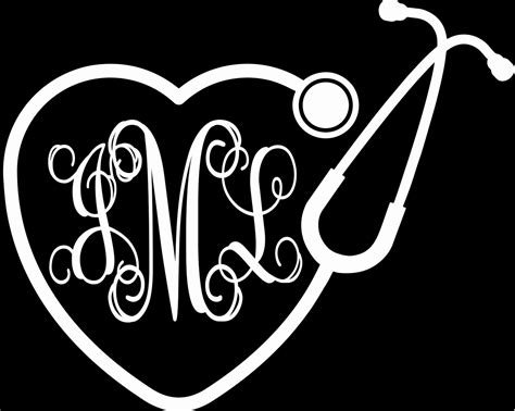 Monogrammed Heart Stethoscope Car Decal Circle Monogram Font