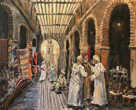 Old Market Of Morocco Painting By Alan Lakin