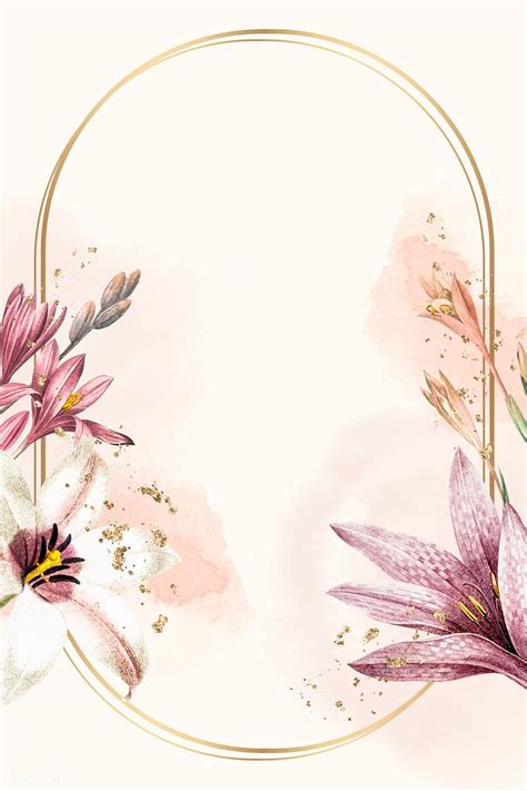Download Premium Vector Of Floral Gold Frame On Beige Background Vector