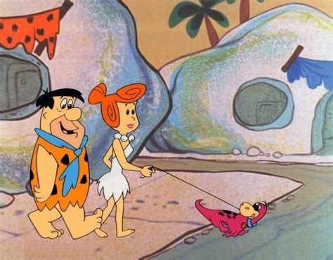 Fred Wilma And Dino Flintstone Out For A Walk Flintstone Cartoon