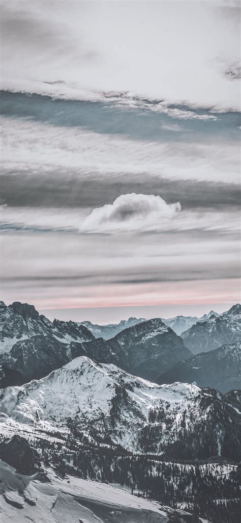 Snow Capped Mountains Under White Sky Iphone X Wallpapers Free Download