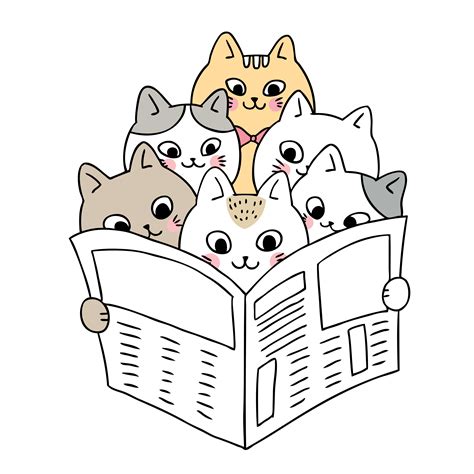 Cartoon Cute Cats Reading News Vector 650994 Vector Art At Vecteezy