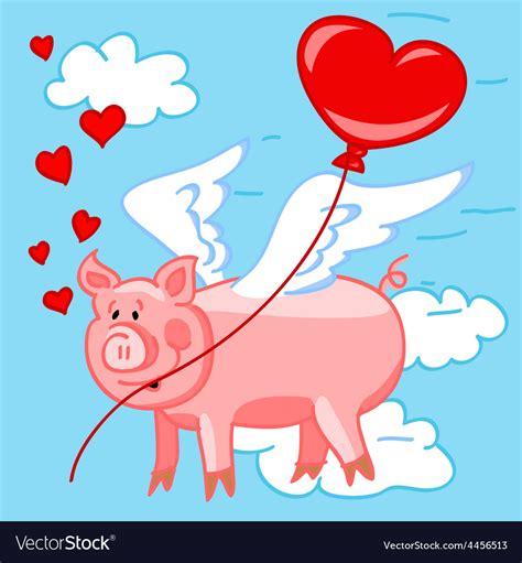 Flying Pig In Love Royalty Free Vector Image Vectorstock