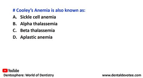 Dentosphere World Of Dentistry Cooleys Anemia Is Also Known As