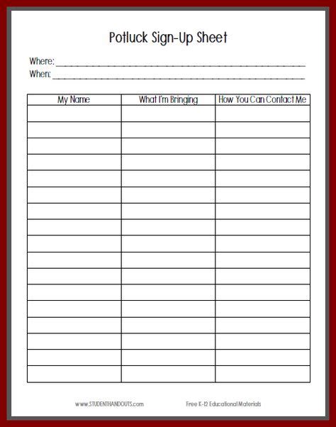 17 Sign Up Sheets Ideas Sign Up Sheets Templates Printable Free Signup
