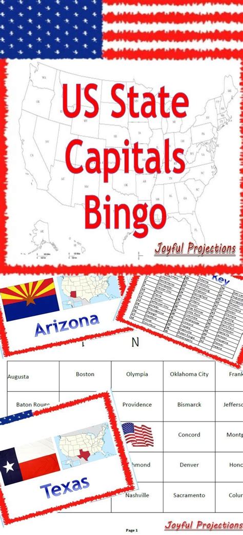 Capitals Cities Bingo Us State Capitals Classroom Activity W 35 Bingo