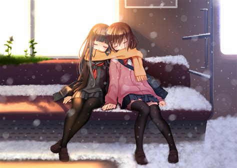 Handholding cute couple anime love blush originalcharacter original_character 3d mikumikudance. Two Girls, Holding Hands | page 2 - Zerochan Anime Image Board