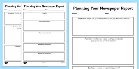 Maybe you would like to learn more about one of these? Newspaper Report Planning Templates - ESL Newspaper Resources