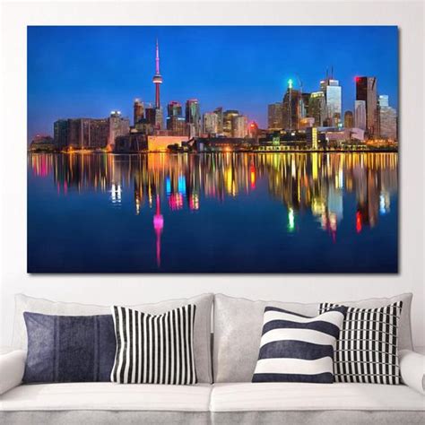 Toronto maple leafs nhl wall decals stickers mural home decor for bedroom st243. Night Toronto Skyscrapers Canvas, Large Art Wall Painting, Toronto Skyscrapers Poster, city ...