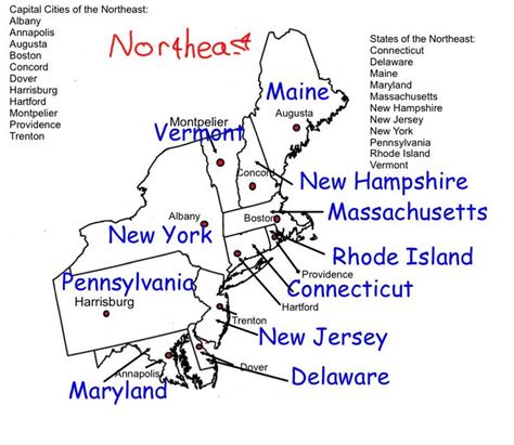 States And Capitals Northeast Region Northeast