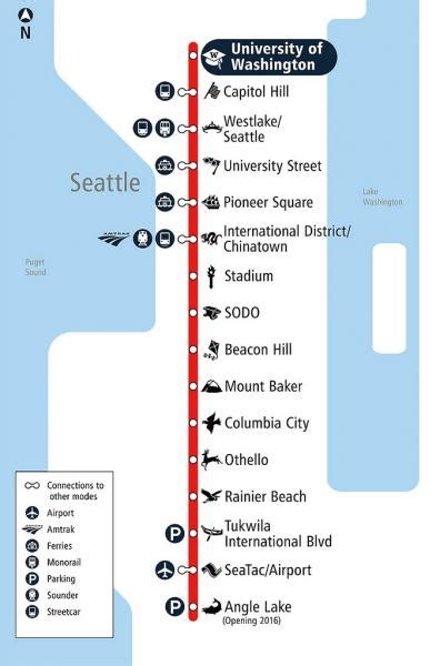 Seattle Light Rail Map Airport To Downtown World Map