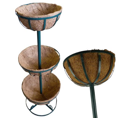 Indoor/outdoor plant baskets, pots, window pots. 3 Tier Planter Plant Flower Cascade Stand With Coco Basket ...