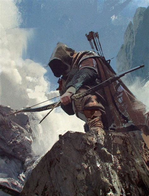 M Ranger Med Armor Cloak Longbow Sword Mountain Cliff Ambush Meeting