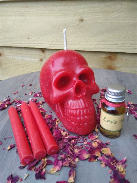 Red Large Skull Candles Set For Love Spell Large Red Skull Etsy