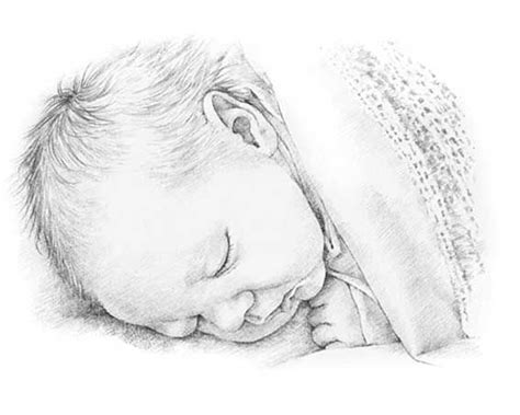 Newborn Baby Pencil Drawing By Margaret Scanlan Portrettekening