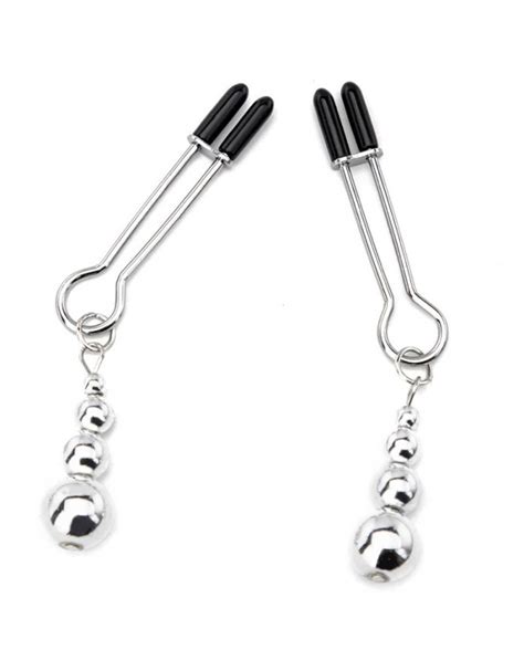 Silver Breast Clamps With Rubber Tips Cute Nippleclamps For Beginners