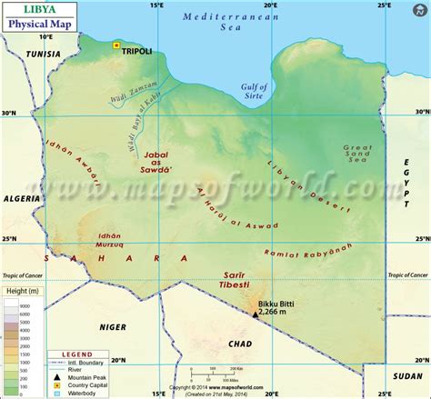Physical Map Of Libya