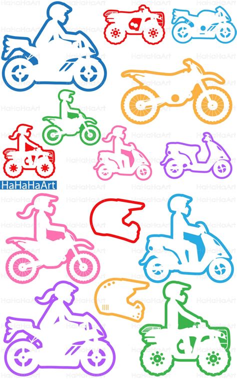 Motorcycles And Atv Monogram Outline Color Cutting Files Svg Etsy