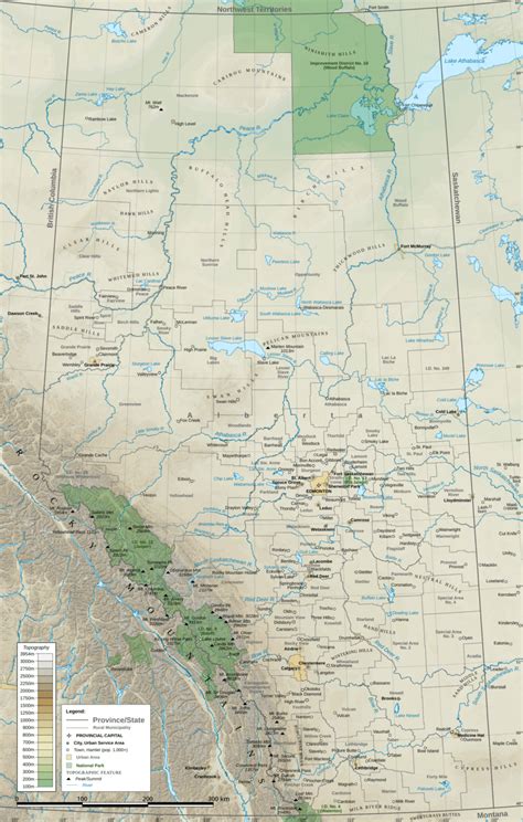 Topographic Map Of Alberta 