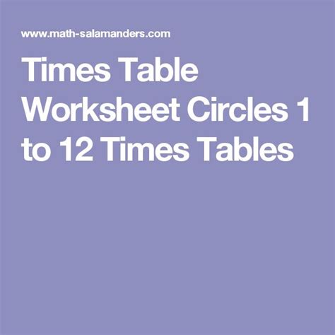 Times Table Worksheet Circles 1 To 12 Times Tables Times Tables Worksheets Table