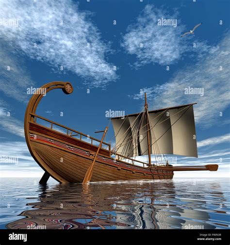 Ancient Greek Sailboat 3d Render Stock Photo Alamy