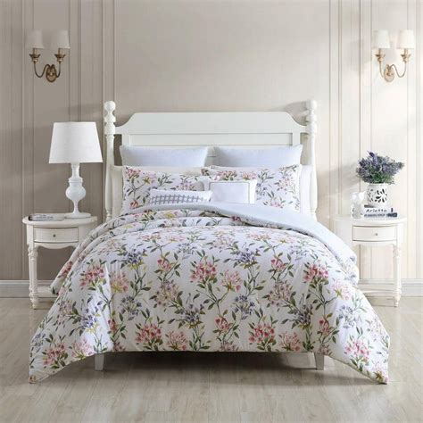 Laura Ashley Meadow Breeze 7 Piece Purple Floral Cotton King Comforter