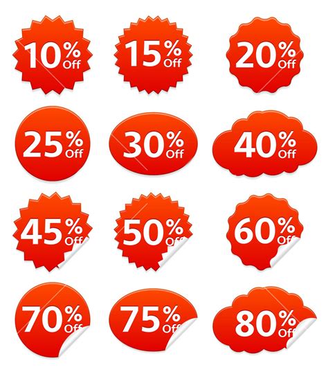 Vector Discount Stickers Set Royalty Free Stock Image Storyblocks
