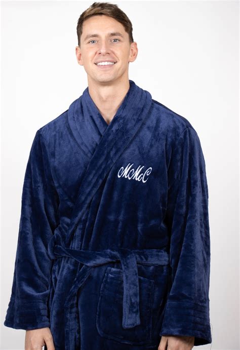 Luxurious Fluffy Navy Mens Robe Personalised Robe Robes4you Robes 4 You