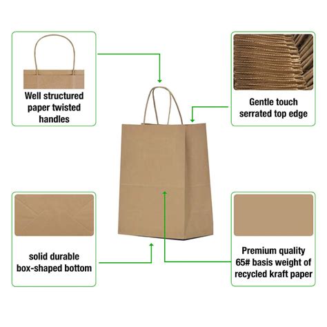 Kraft Paper Bags With Handles Bulk 10x5x13 And 8x475x105 Totally 100