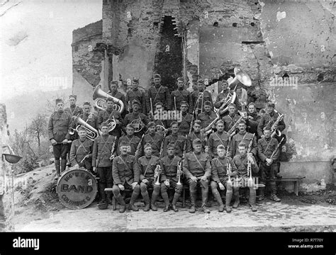 A Wartime Photo Of The 166th Infantry Regiment Band Taken In France