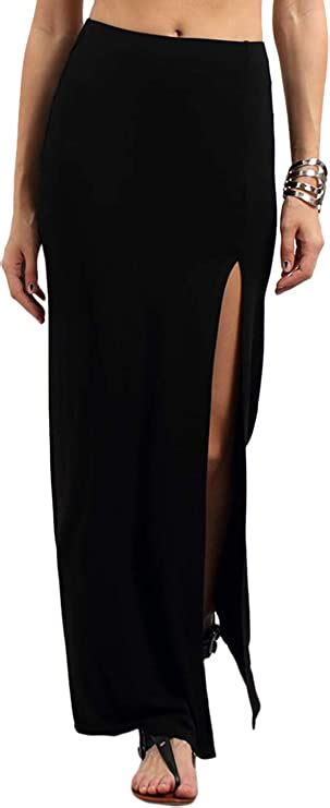 Verdusa Womens Solid Color High Waist Side Split Maxi Skirt At Amazon