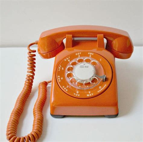 Vintage Rotary Dial Orange Desk Phone Orange Retro Phone Etsy Desk