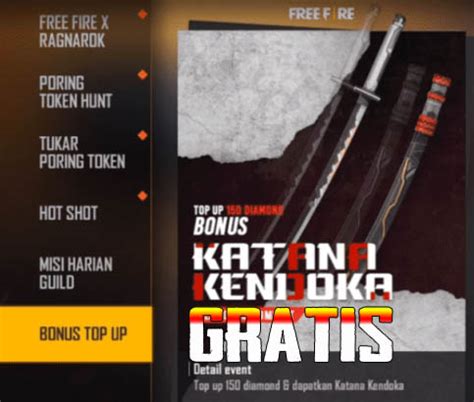 How to get free legendary katana skin in garena free fire new topup event? Katana Kendoka FF Free Fire Gratis Dan Begini Cara ...