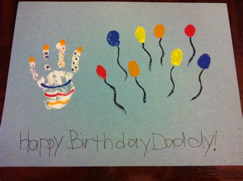 Handfinger Print Cake And Balloon Birthday Card Super Easy Birthday