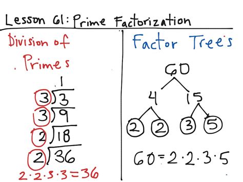 Lesson 61 Prime Factorization Math Showme