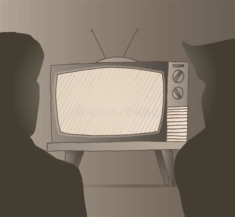 People Watching Old Vintage Tv Set Stock Vector