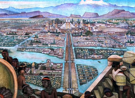 The city was crisscrossed by canals, and the edges of the island city were covered with chinampas, floating gardens that enabled local production of food. Tenochtitlán